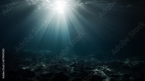 an underwater view of the ocean with sunlight coming through the water © Nick