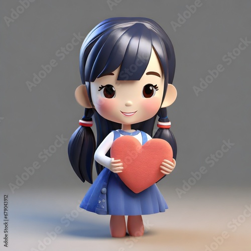 a girl icon holding heart