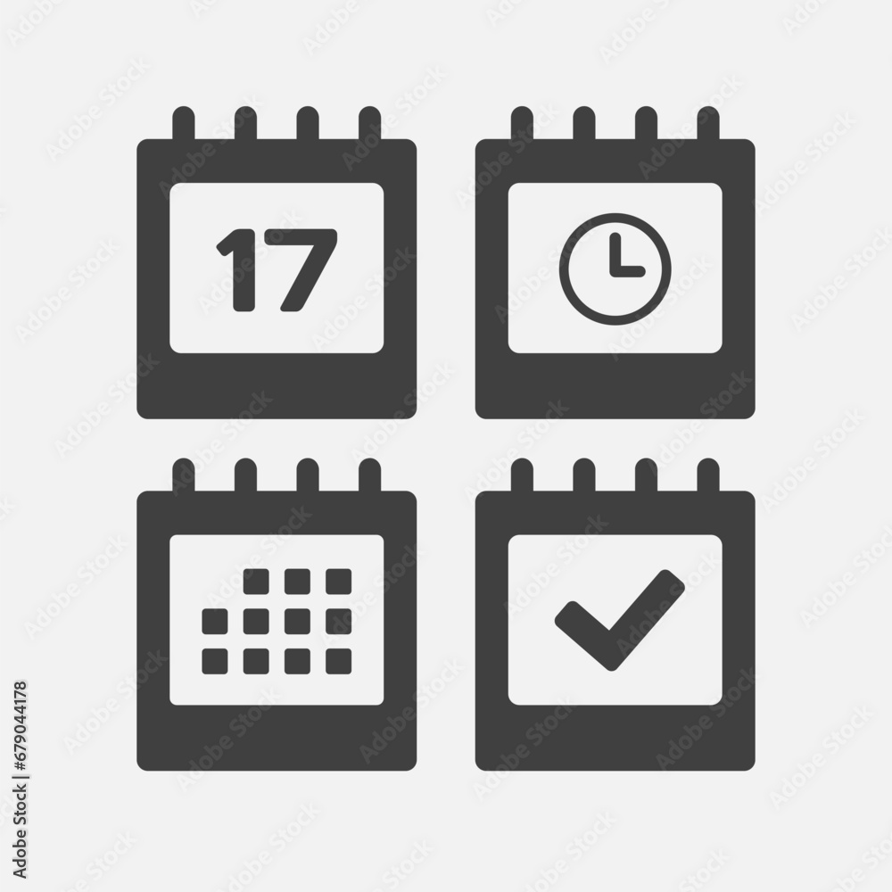 Icon page calendar - 17 day, agenda, timer, done Icon page calendar - 17 day, agenda, timer, done