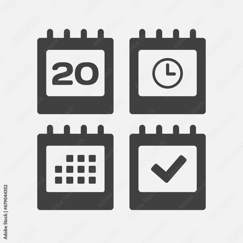 Icon page calendar - 20 day, agenda, timer, done Icon page calendar - 20 day, agenda, timer, done
