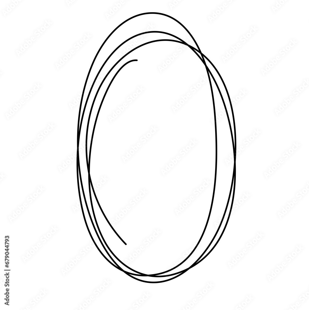 Highlight oval circle frames. Doodle hand drawn pencil lines. Round brush mark