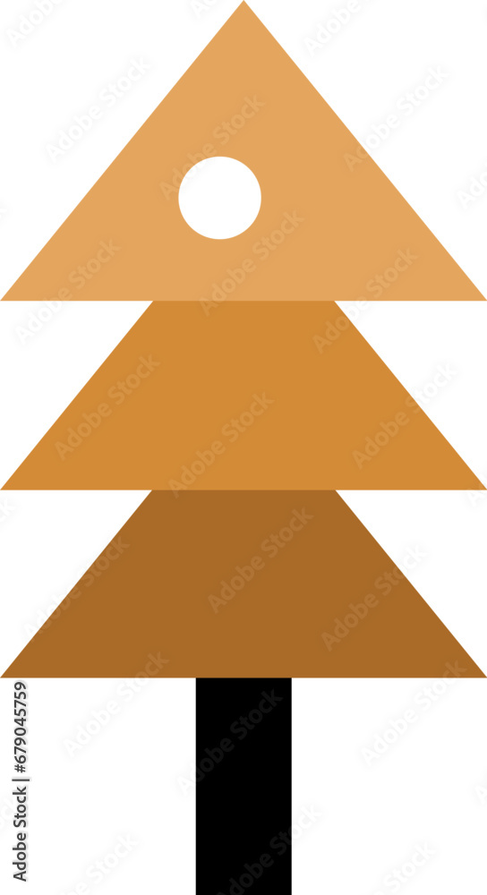 Luxury symbol of Christmas coniferous tree. Symbol in boho style. Festive New Year vector icon isolated on white background for decoration of holiday design