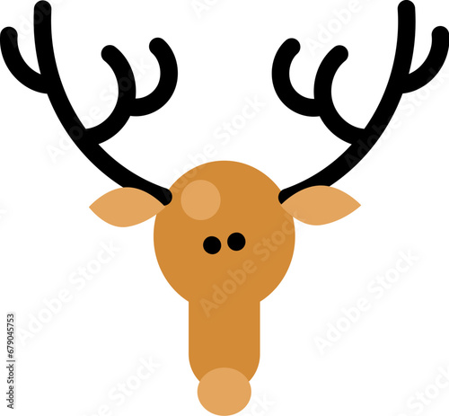 Luxury symbol of funny deer head with big antlers. Christmas symbol in boho style. Festive New Year vector icon isolated on white background for decoration of holiday design photo