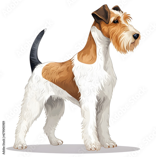 Isolated Standing Wire Hair Fox Terrier Illustration, Clipart On White Background photo