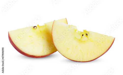 Sliced of red apple isolated on white background.