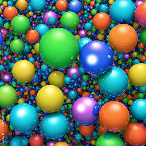 colorful bright abstract background with blue drops and green balls