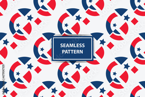 Abstract Seamless Pattern, colored as USA Flag. Vector Illustration of american Background for Celebration Holiday American President Day, memorial day
