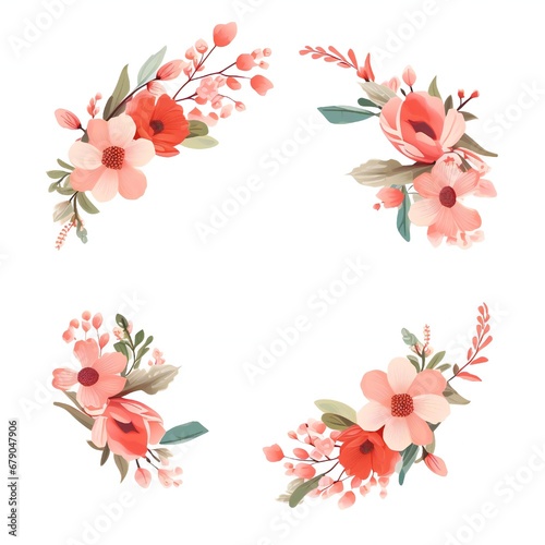 Empty wedding floral circle design element flat style on white background Generative AI  © LayerAce.com