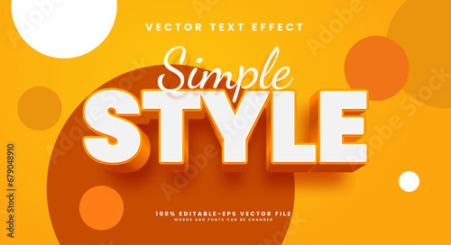 Simple style editable text style effect. Vector text effect with a simple orange style.