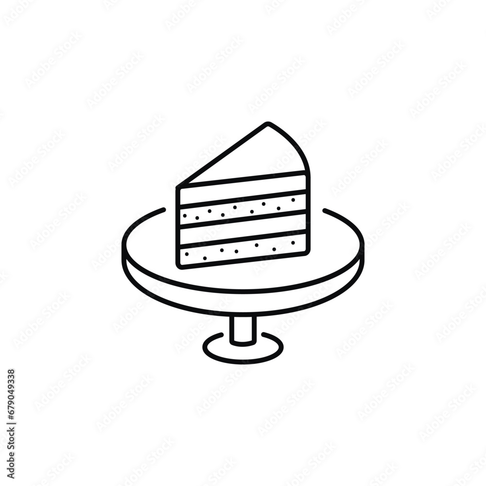 Cake line icon. Sweet dessert sign. Confectionery or pastry symbol. Quality design element. Linear style cake icon. Cake line icon. Sweet dessert sign. Confectionery or pastry symbol. Quality design element. Linear style cake icon.