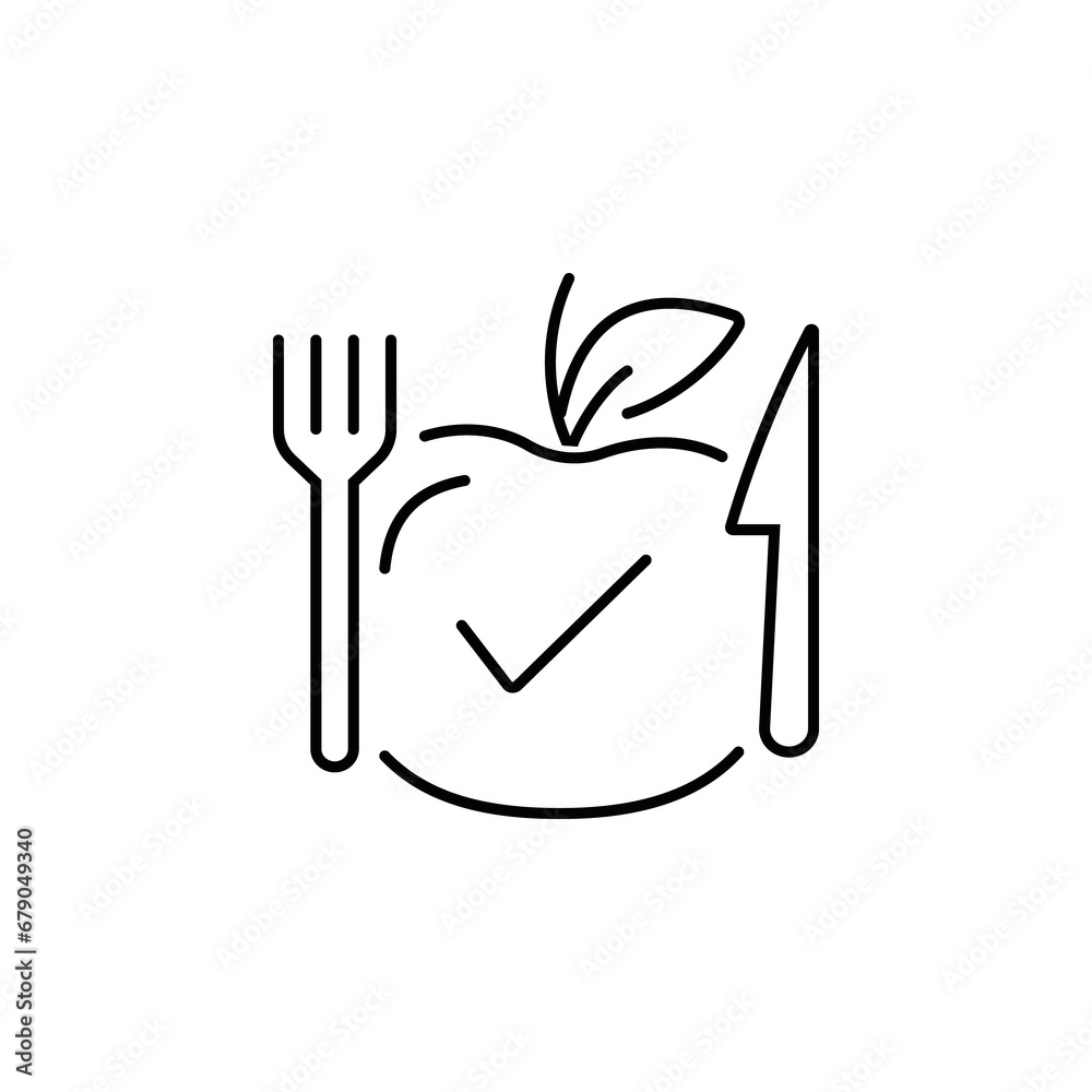 Fototapeta premium Apple meal icon isolated on a white background