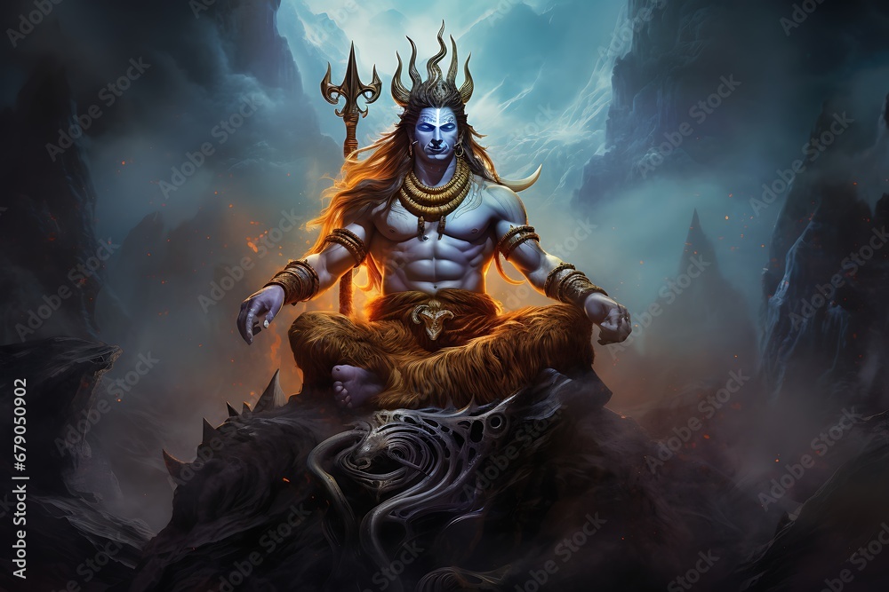 Lord Shiva: The Auspicious One and Destroyer in Hinduism - obrazy, fototapety, plakaty 