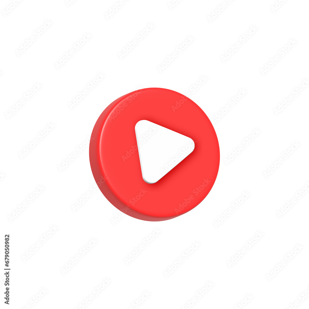 play video button icon 3d style red color play video button icon 3d style red color