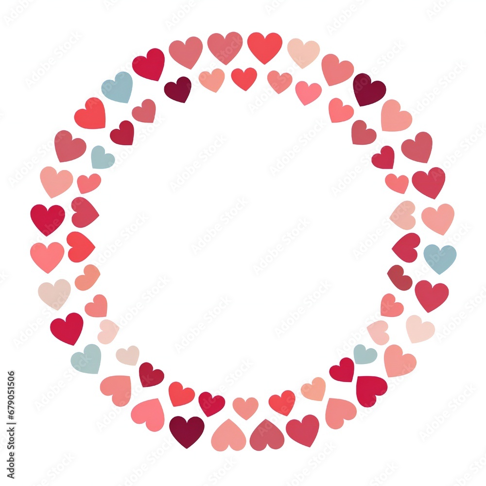 Empty Valentines hearts circle design element flat style on white background Generative AI Empty Valentines hearts circle design element flat style on white background Generative AI