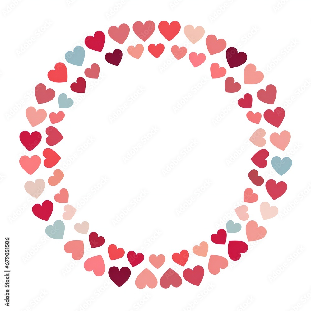 Empty Valentines hearts circle design element flat style on white background Generative AI