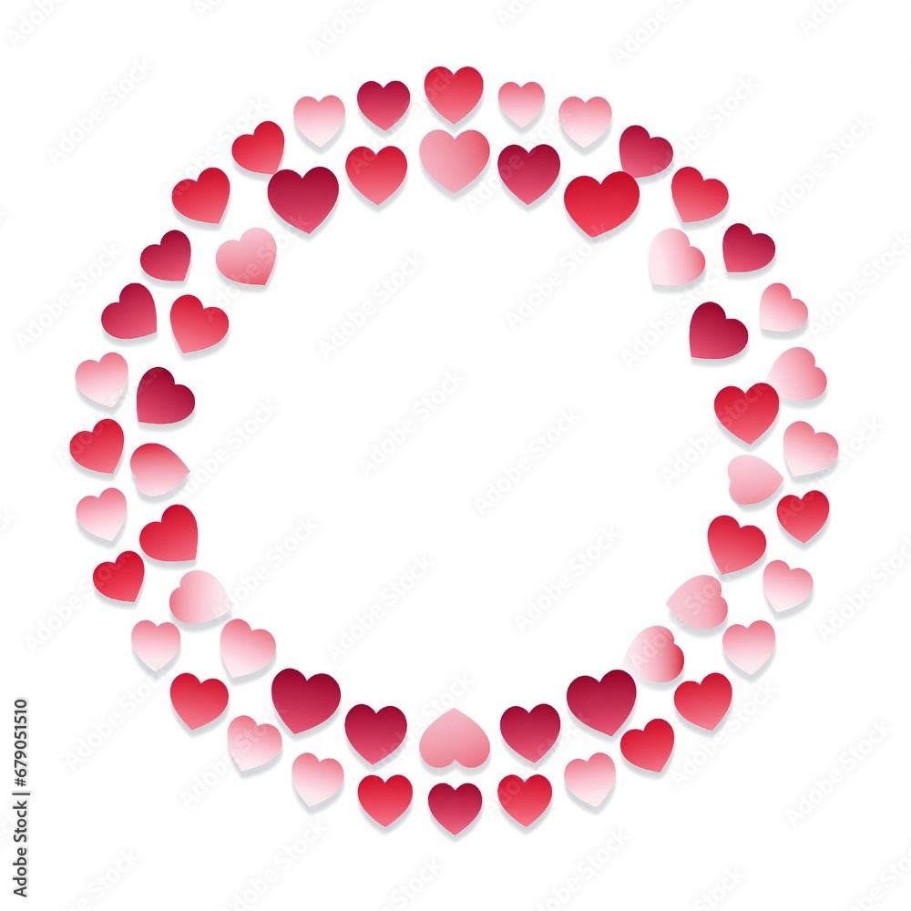 Empty Valentines hearts circle design element flat style on white background Generative AI Empty Valentines hearts circle design element flat style on white background Generative AI