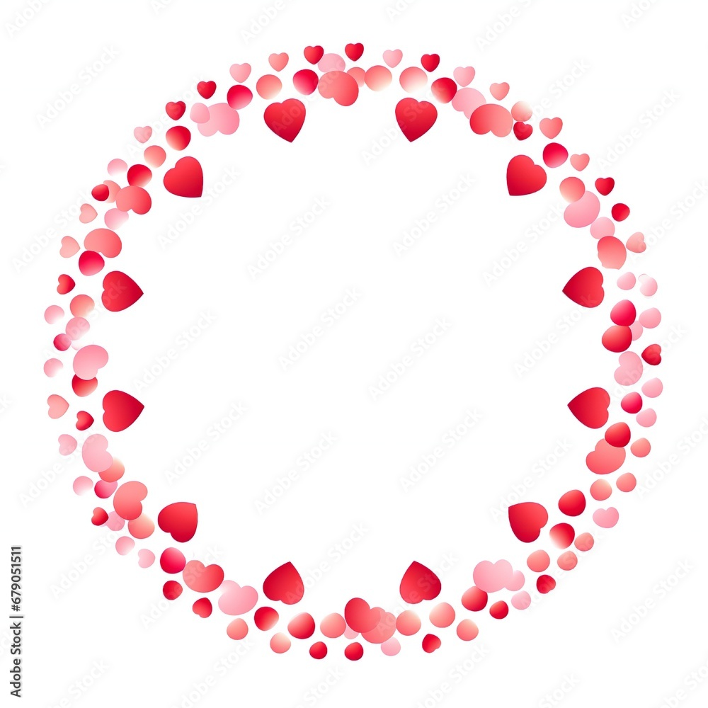 Empty Valentines hearts circle design element flat style on white background Generative AI