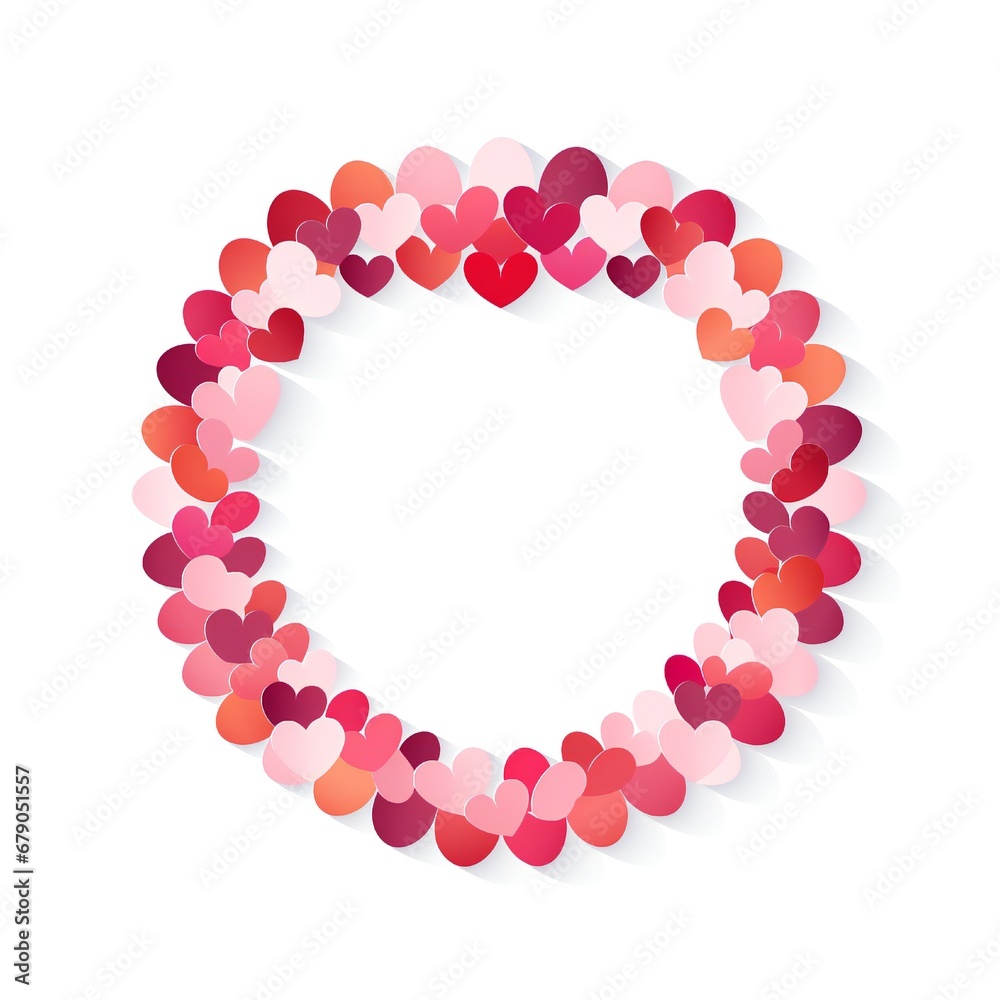 Empty Valentines hearts circle design element flat style on white background Generative AI Empty Valentines hearts circle design element flat style on white background Generative AI