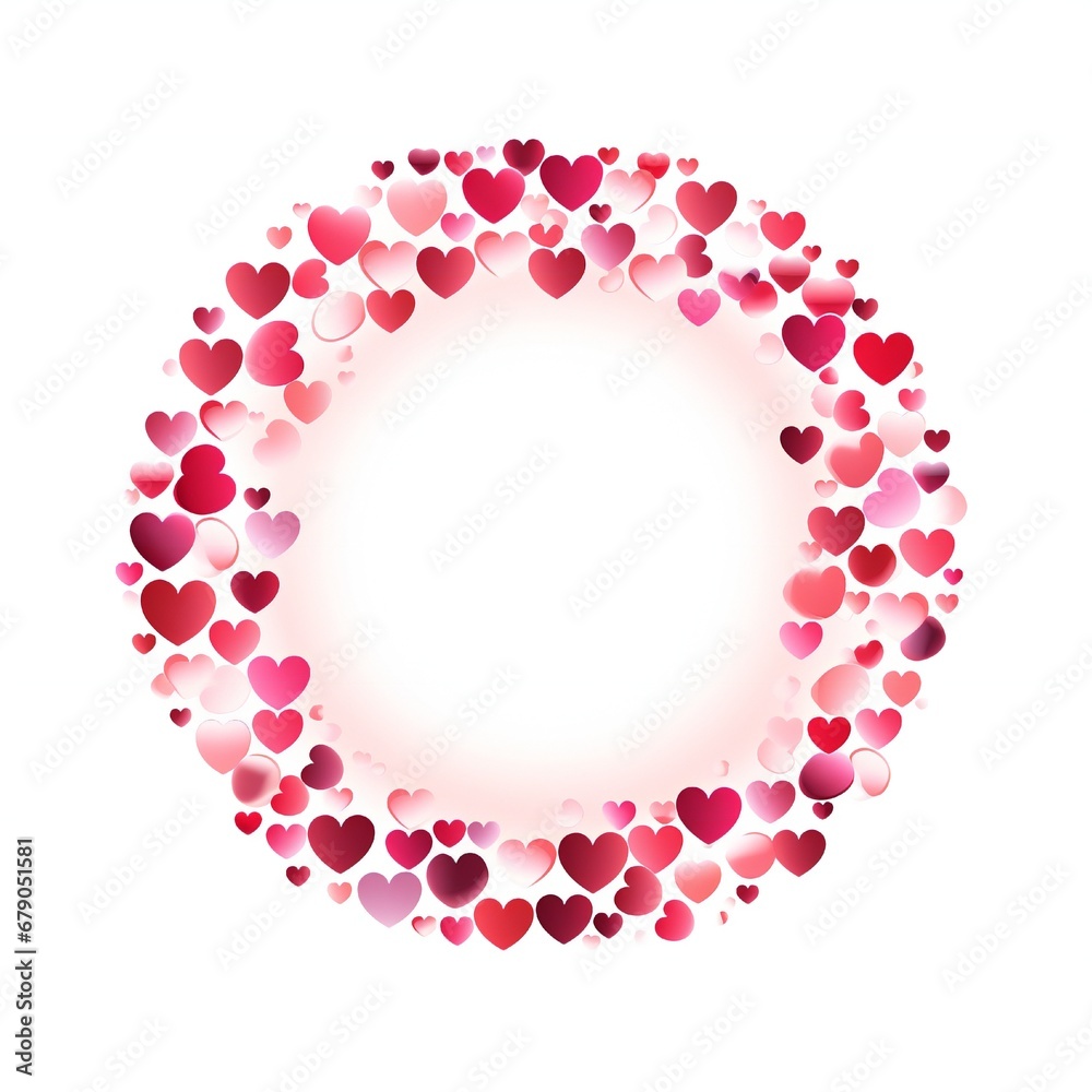 Empty Valentines hearts circle design element flat style on white background Generative AI Empty Valentines hearts circle design element flat style on white background Generative AI
