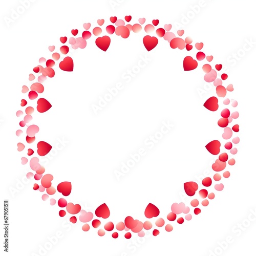 Empty Valentines hearts circle design element flat style on white background Generative AI © LayerAce.com