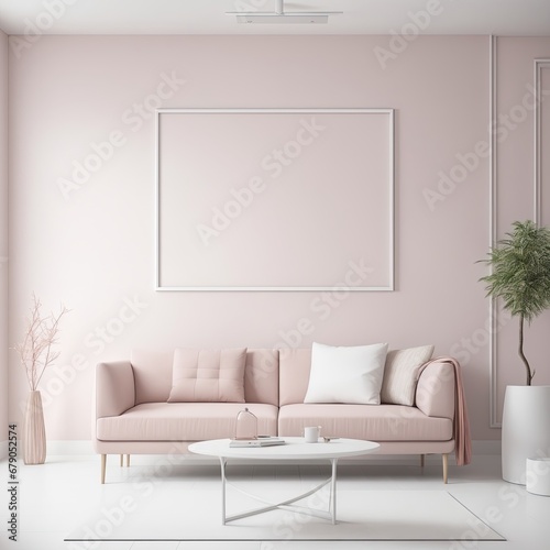 Poster frame mockup in home interior background 03, Modern and elegant living room interior, Generative AI, Generative, AI © Hala