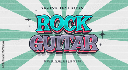 Rock guitar editable text style effect. Vector text effect with retro and vintage style for a classic theme.
