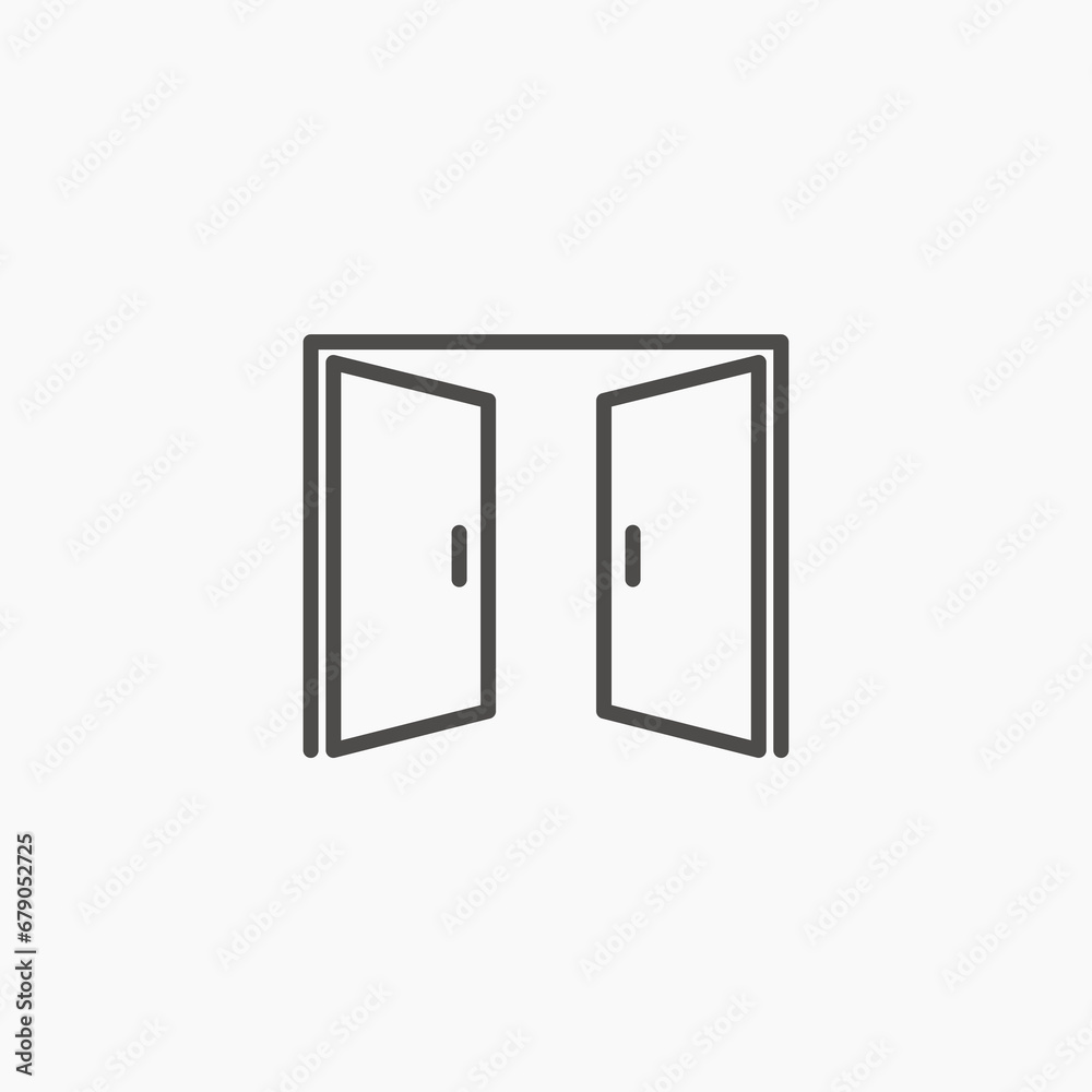 open double door icon vector. doorway exit symbol sign open double door icon vector. doorway exit symbol sign