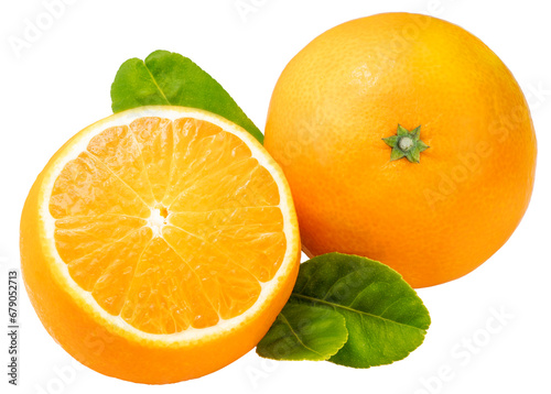 Fresh Orange fruit on white background, Japanese Ehime Orange with slices isolate on white background PNG File.