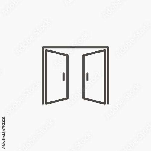 open double door icon vector. doorway exit symbol sign