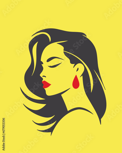 Beautiful Girl Mascot Icon Logo