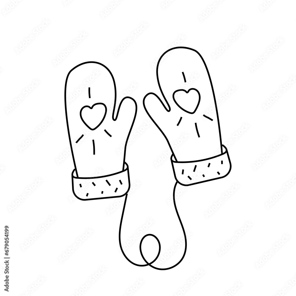Winter gloves. Vector illustration in doodle style. Winter gloves. Vector illustration in doodle style.