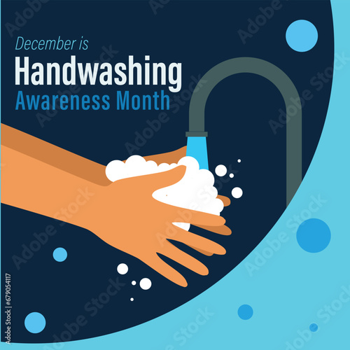 Handwashing awareness month. Observed in the month of December. Campaign banner to promote hand hygiene