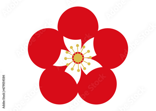 梅の花のアイコン 赤と白のかわいい梅の花びらのイラスト素材	