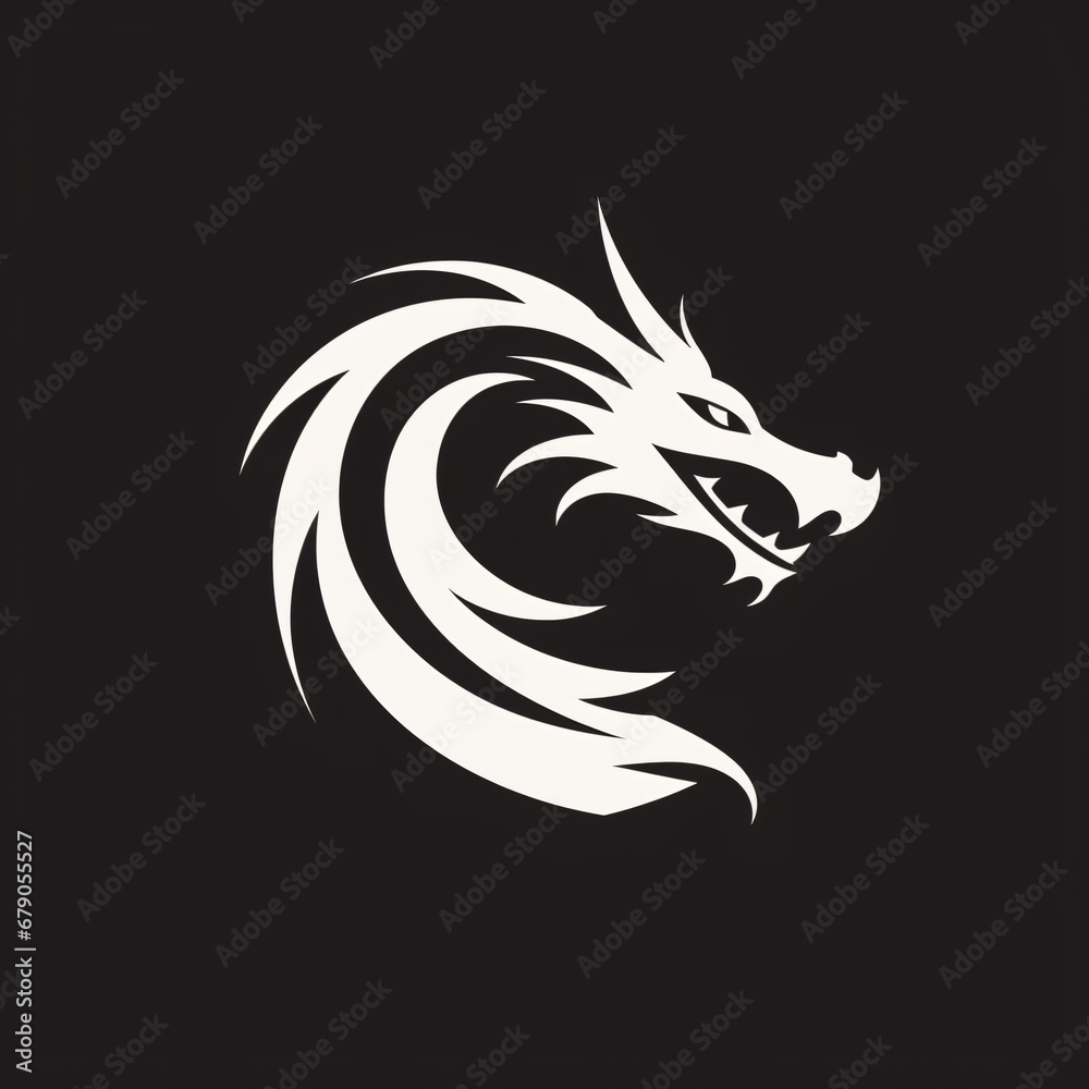 Vector logo of dragon minimalistic black and white