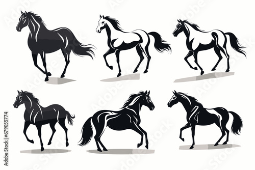 set of horse silhouettes