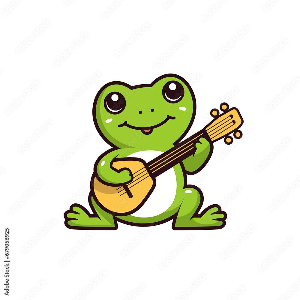 Naklejka premium frog with a guitar