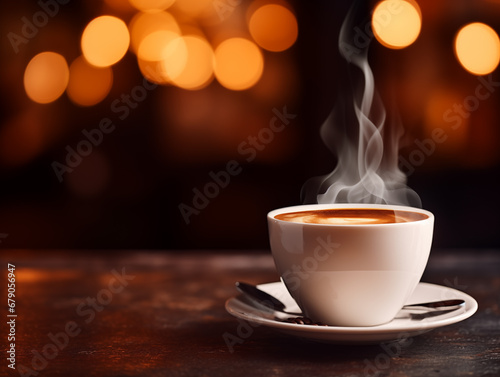 Cup of fresh hot coffee