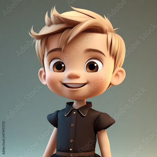 a boy in a black dress