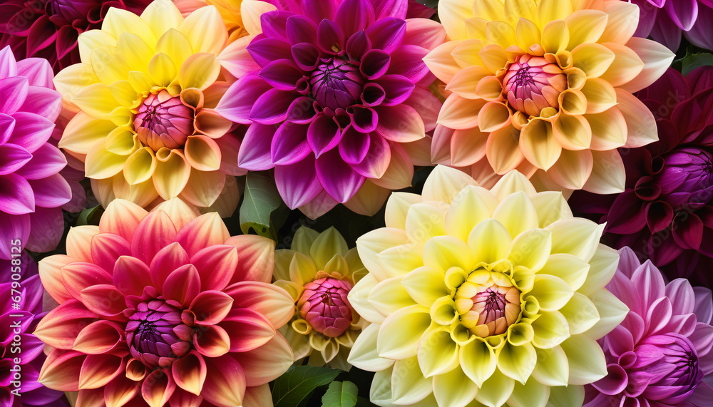 Blooming Dahlias: An Abstract Floral Background Blooming Dahlias: An Abstract Floral Background