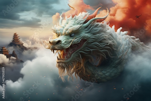 Mystical Guardian: Unveiling the Enigmatic Dragon, Ancient Majesty: The Resplendent Presence of the Dragon, Dragon's Embrace: Capturing the Majesty of the Mythical Creature. © George Designpro