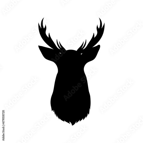 Black vector silhouette of deer s head with antlers