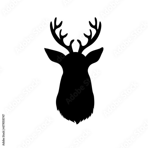 Black vector silhouette of deer s head with antlers