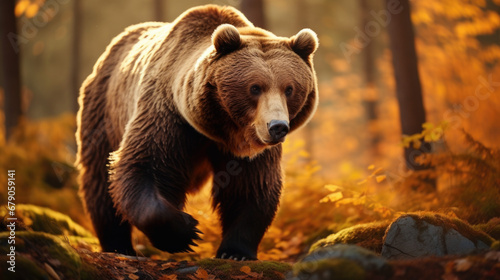 Wild Brown Bear (Ursus Arctos) in the summer forest. Animal in natural habitat. Wildlife scene © Ruslan Gilmanshin