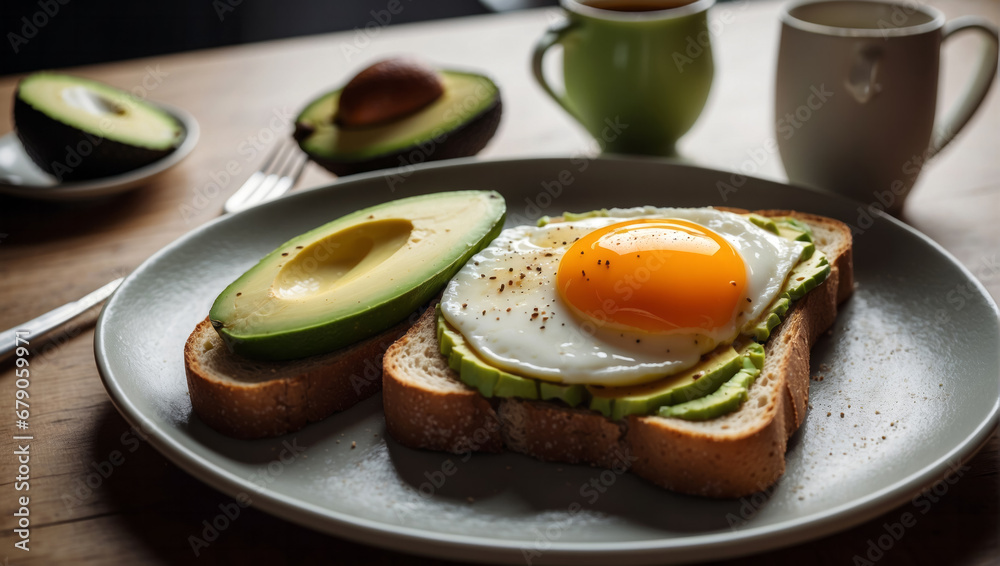 Avocado und Ei, gute Freunde, Konzept: Gesundheit und Ernährung, generated image Avocado und Ei, gute Freunde, Konzept: Gesundheit und Ernährung, generated image