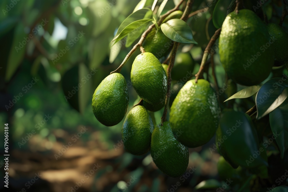 Obraz premium Ripe avocado grows on a tree