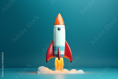 rocket taking off, boost symbol, AI generated photo