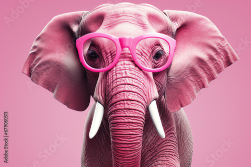 pink elephant with glasses  AI generated