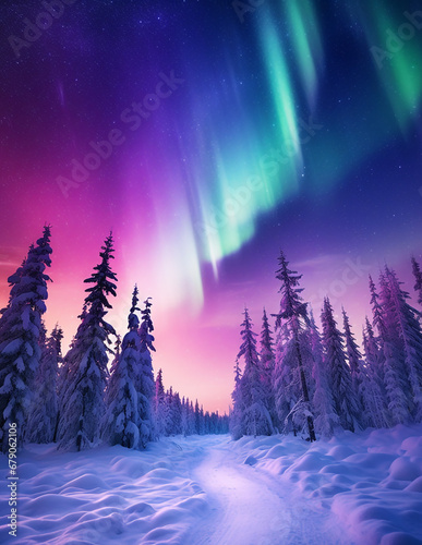 Northern lights (Aurora borealis) in the sky © Daria