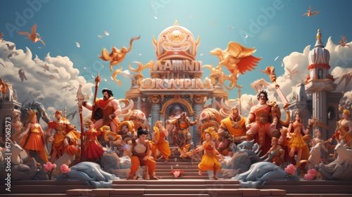 Ram Navami day 17 April 3D cartoon Generative AI