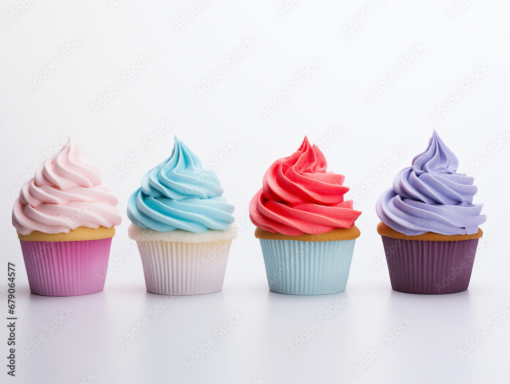 cupcake with multiple color pink skyblue red violet frosting cupcake with multiple color pink skyblue red violet frosting